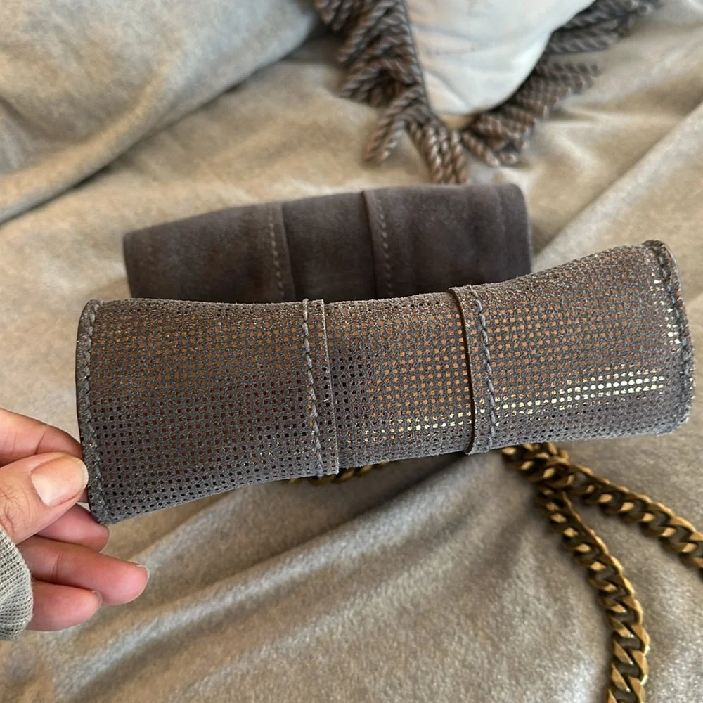 Ramy Brook New York soft metallic suede crossbody bag clutch - Picture 10 of 12